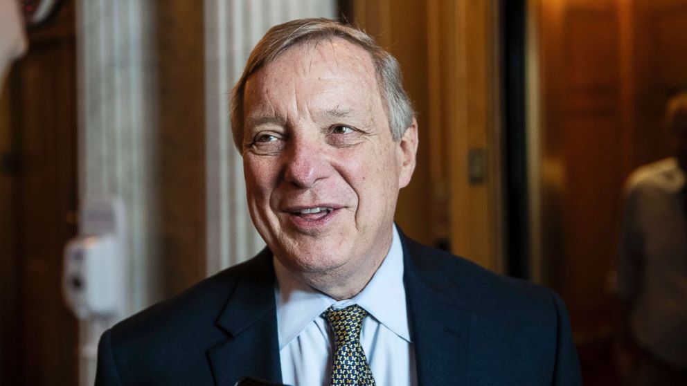 PHOTO: Sen. Dick Durbin speaks with a reporter on Capitol Hill, in Washington, Oct. 10, 2018.