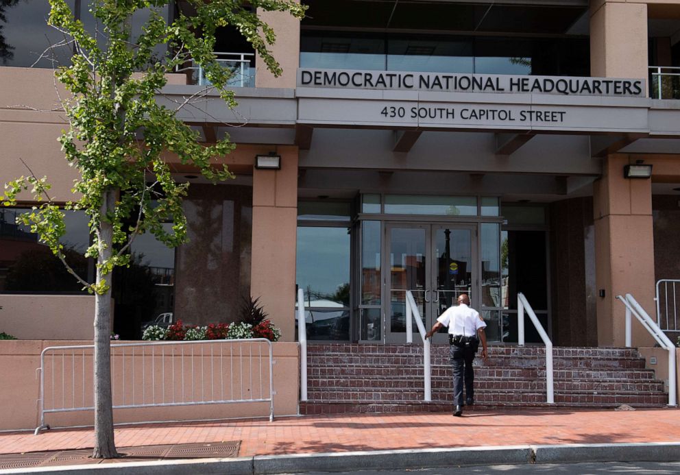 PHOTO: The Democratic National Committee (DNC) headquarters building stands in Washington, Aug. 22, 2018.