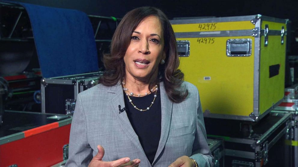 PHOTO: Sen. Kamala Harris opens the third day of the 2020 Democratic National Convention with a message about voting, Aug. 19, 2020. Later in the program she accepts the party's nomination for vice president.