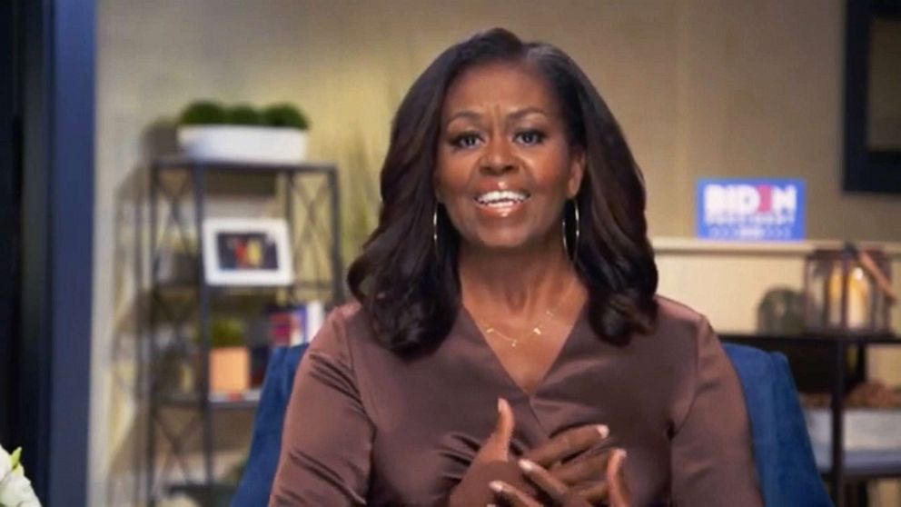 PHOTO: Former first lady Michelle Obama speaks during the first night of the Democratic National Convention, Aug. 17, 2020. 