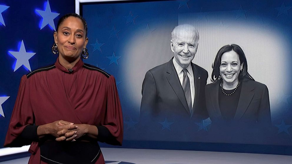 PHOTO: Tracee Ellis Ross, serving as moderator, speaks during the second night of the Democratic National Convention, Aug. 18, 2020.
