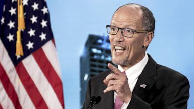 PHOTO: Tom Perez, chairman of the Democratic National Committee, speaks during the virtual Democratic National Convention in Milwaukee, Aug. 20, 2020.