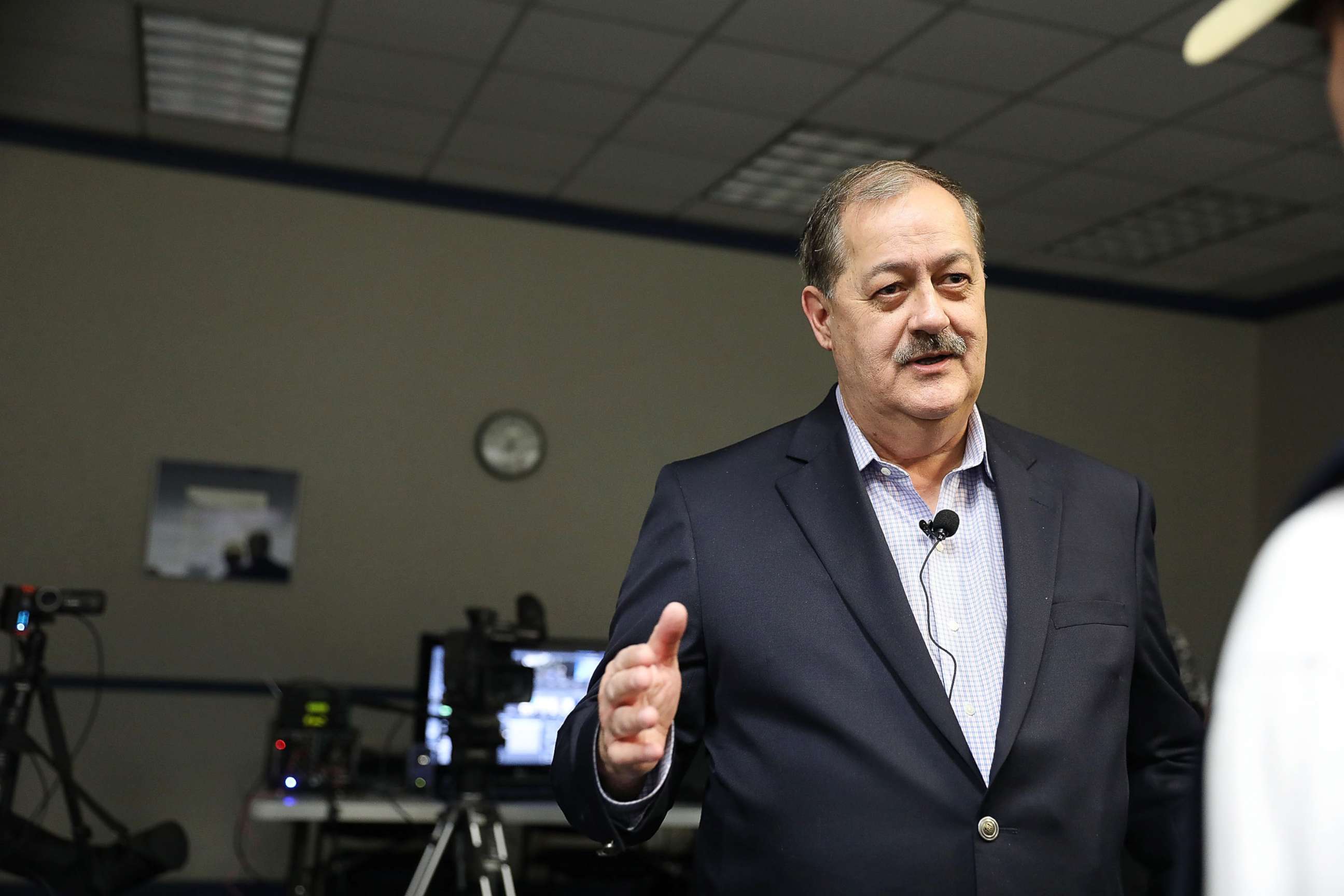 PHOTO: Republican candidate for U.S. Senate Don Blankenship speaks at a town hall meeting at West Virginia University on March 1, 2018 in Morgantown, W.,Va.