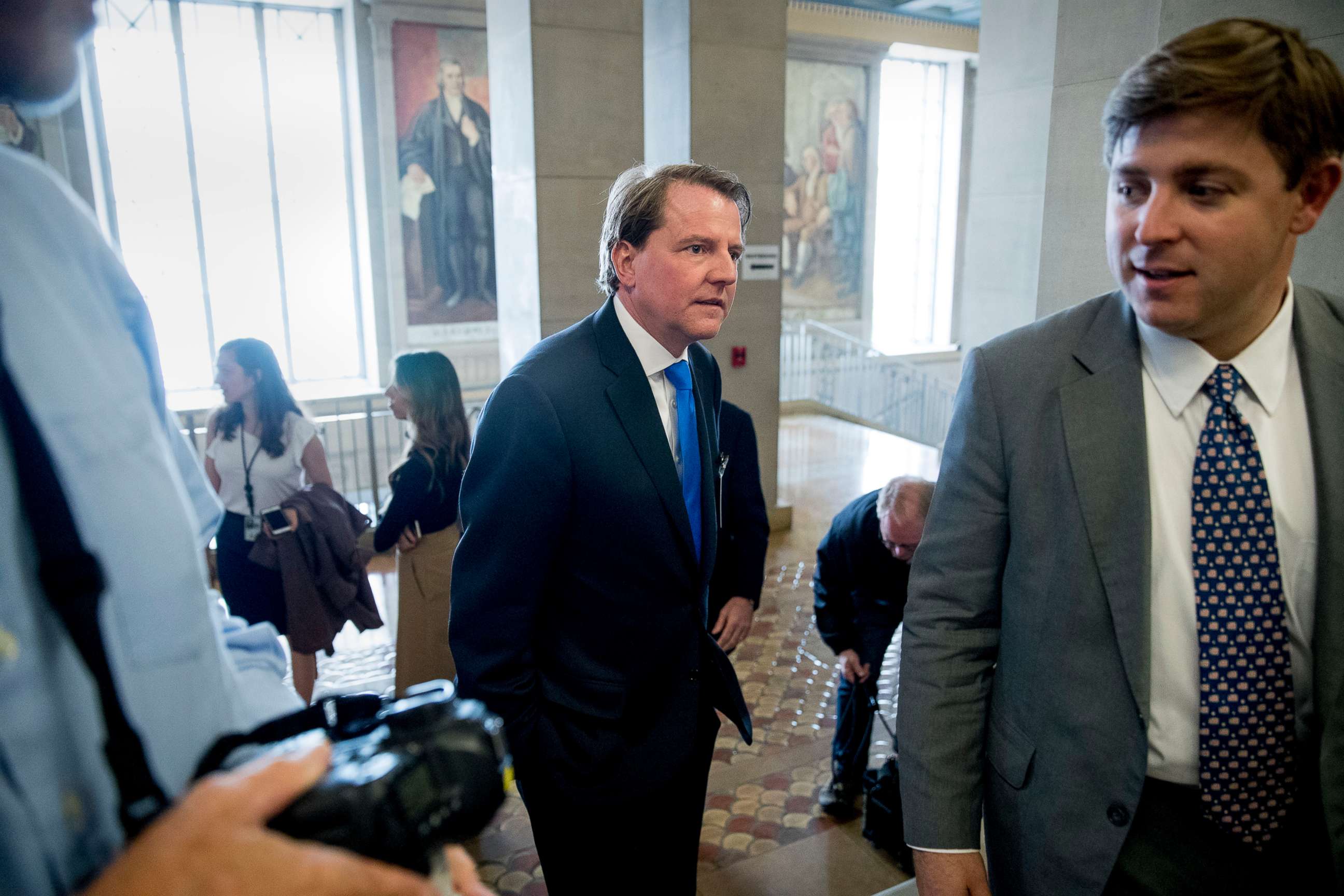 PHOTO: Former White House Counsel Don McGahn arrives an event at the Department of Justice in Washington, May 9, 2019.