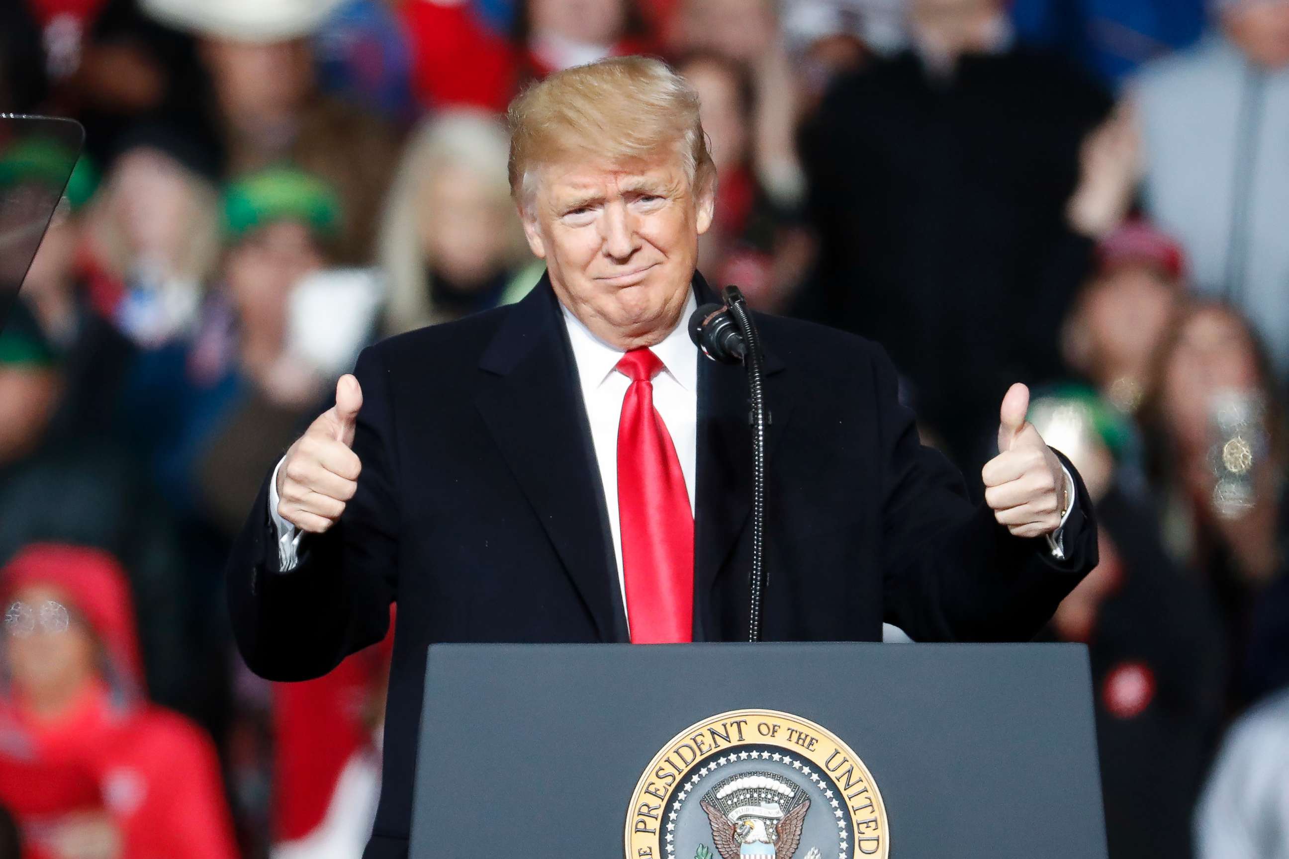 PHOTO: President Donald Trump speaks at a rally, Oct. 12, 2018, in Lebanon, Ohio.