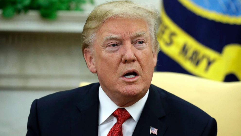 President Donald Trump speaks during a meeting in the Oval Office of the White House in Washington, Oct. 23, 2017.