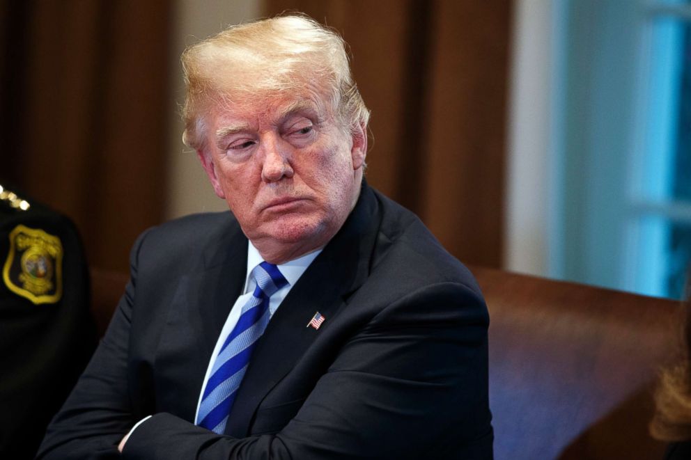 PHOTO: President Donald Trump listens during a roundtable on immigration policy in California, in the Cabinet Room of the White House, May 16, 2018, in Washington.