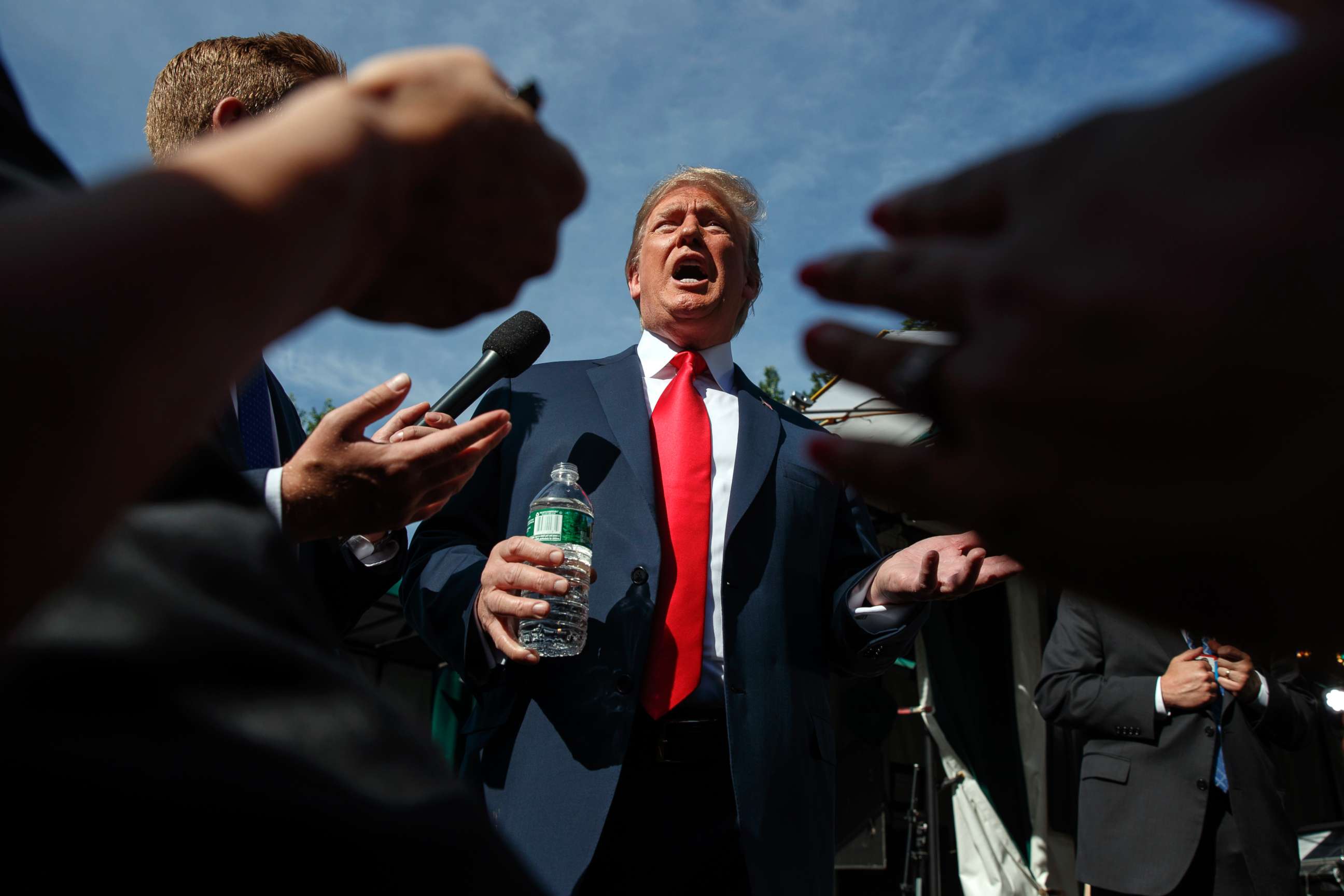 PHOTO: President Donald Trump speaks to reporters at the White House, June 15, 2018, in Washington.