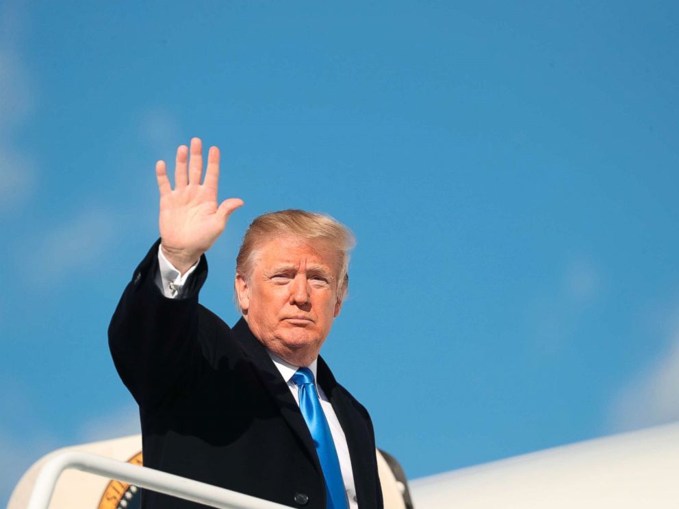 PHOTO: President Donald Trump boards Air Force One at Andrews Air Force Base, Md., Oct. 13, 2018, to travel to Richmond, Ky., to attend a rally.
