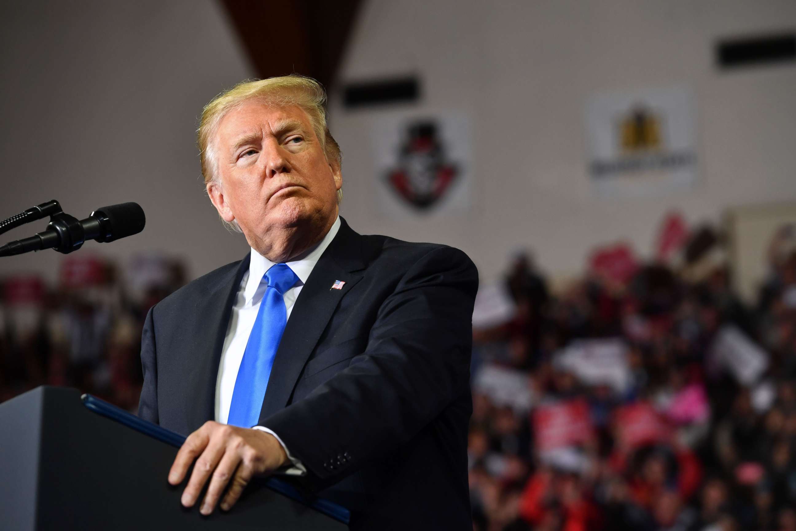 PHOTO: President Donald Trump speaks during a "Make America Great Again" rally at the Eastern Kentucky University in Richmond, Ky., Oct. 13, 2018.