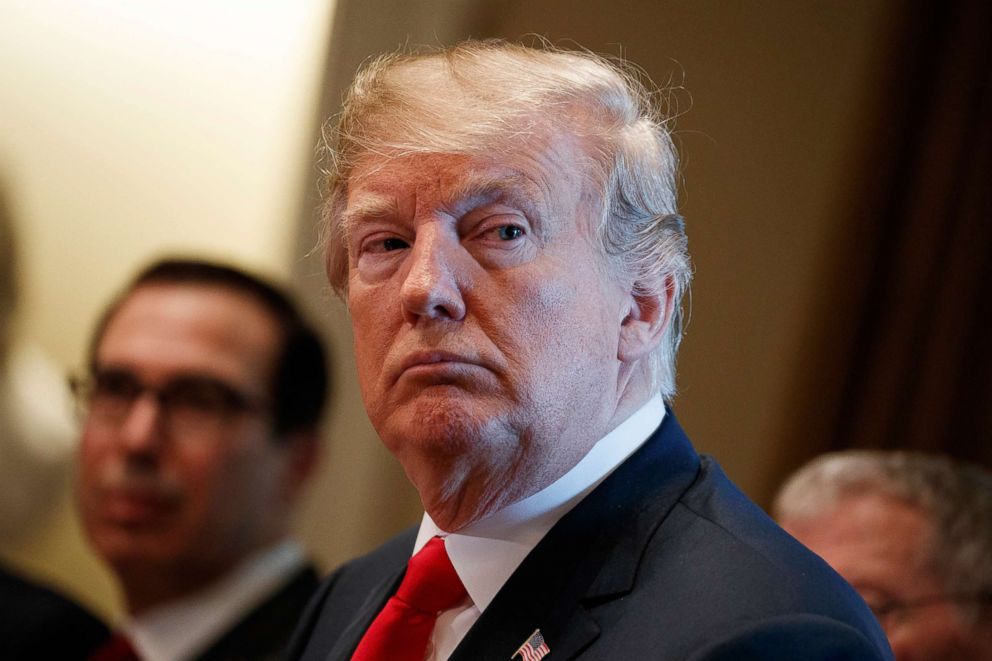 PHOTO: President Donald Trump listens during a meeting with Republican members of Congress on immigration in the Cabinet Room of the White House, June 20, 2018, in Washington.