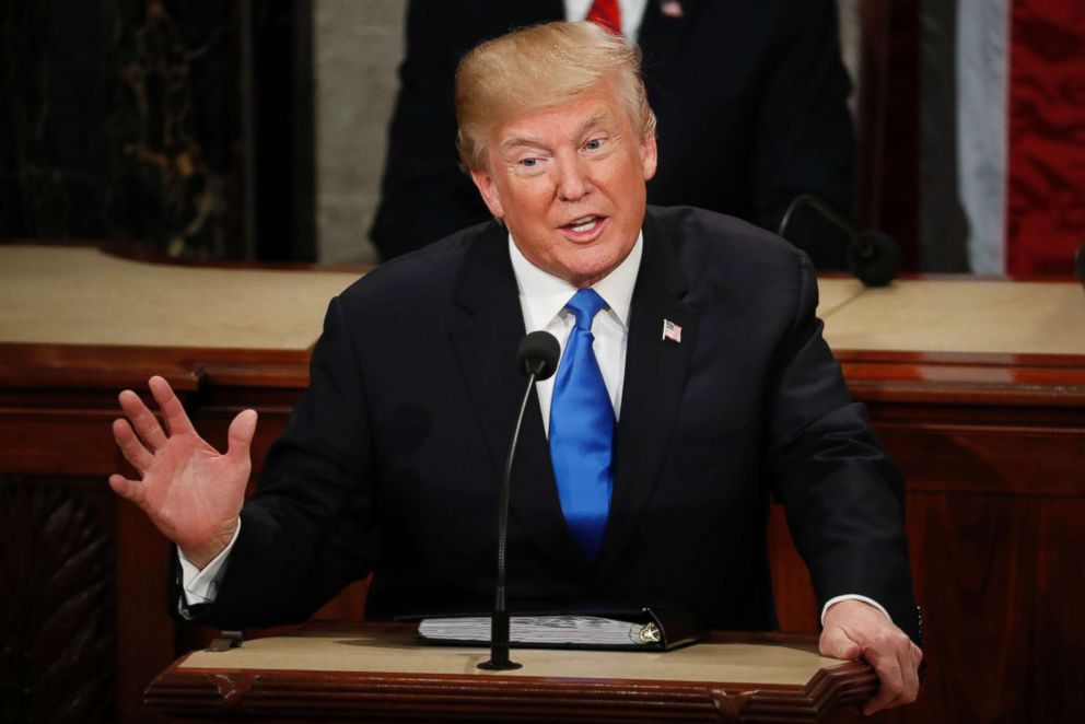 PHOTO: President Donald Trump delivers his State of the Union address to a joint session of Congress on Capitol Hill in Washington, D.C., Jan. 30, 2018.