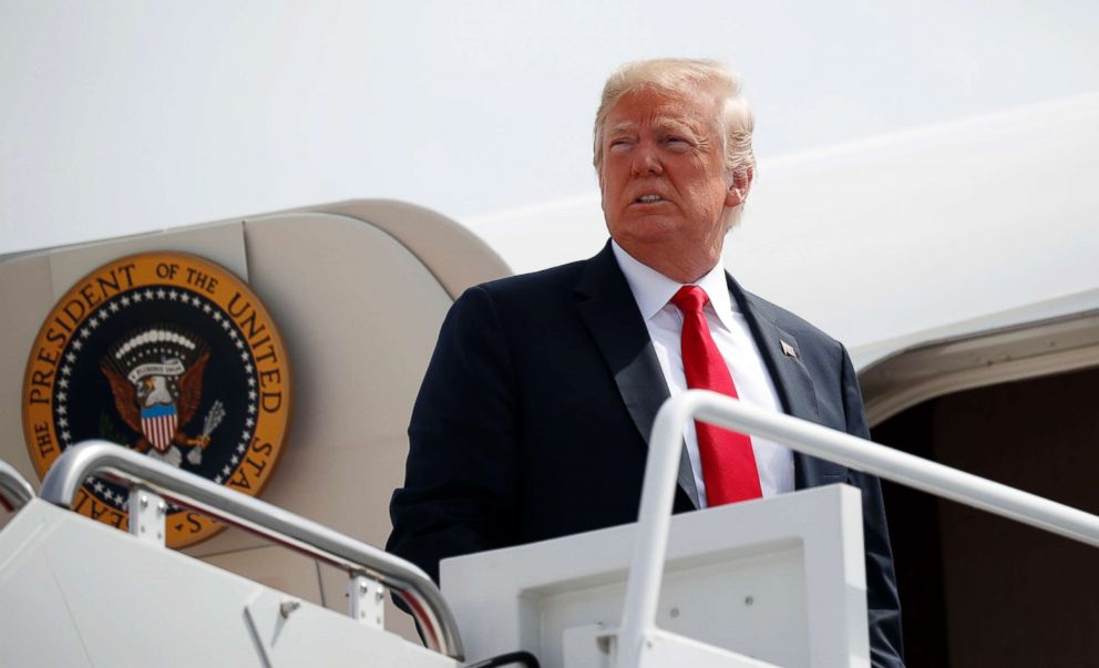 PHOTO: President Donald Trump boards Air Force One at Andrews Air Force Base, Md., Aug. 17, 2018.