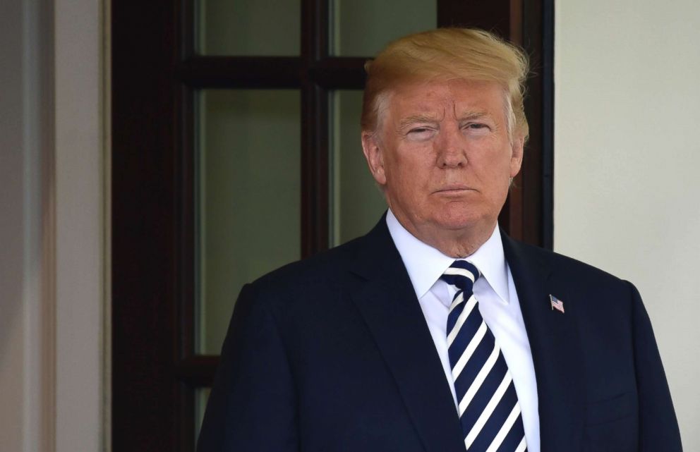 PHOTO: President Donald Trump waits for the arrival of Italian Prime Minister Giuseppe Conte to the West Wing of the White House in Washington, July 30, 2018.