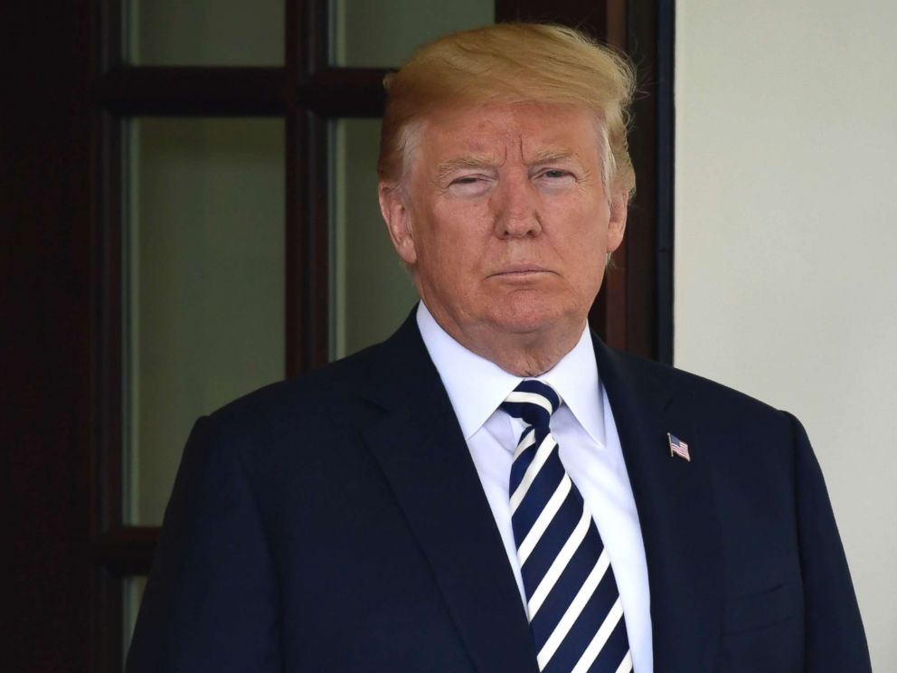 PHOTO: President Donald Trump waits for the arrival of Italian Prime Minister Giuseppe Conte to the West Wing of the White House in Washington, July 30, 2018.