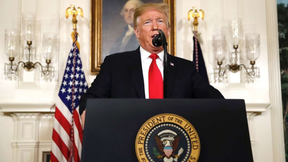 PHOTO: President Donald Trump speaks about the partial government shutdown, immigration and border security at the White House, in Washington, Jan. 19, 2019.