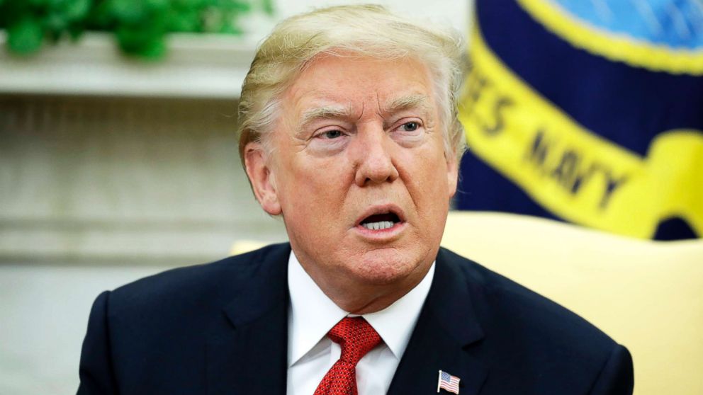 President Donald Trump speaks during a meeting in the Oval Office of the White House, Oct. 23, 2017. 