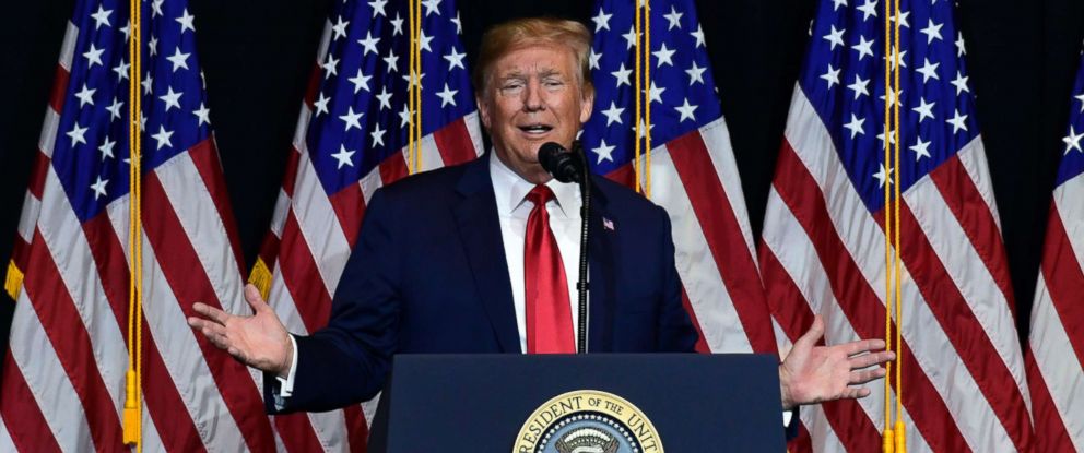 PHOTO: President Donald Trump speaks during a fundraiser in Sioux Falls, S.D., Sept. 7, 2018.