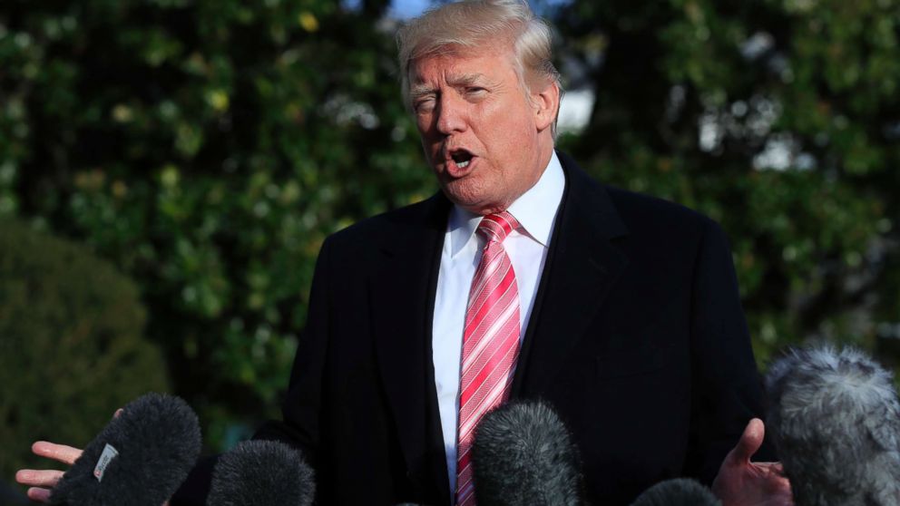 President Donald Trump speaks to reporters before leaving the White House,  Nov. 21, 2017, in Washington, for a Thanksgiving trip to Mar-a-Lago estate in Palm Beach, Fla. 