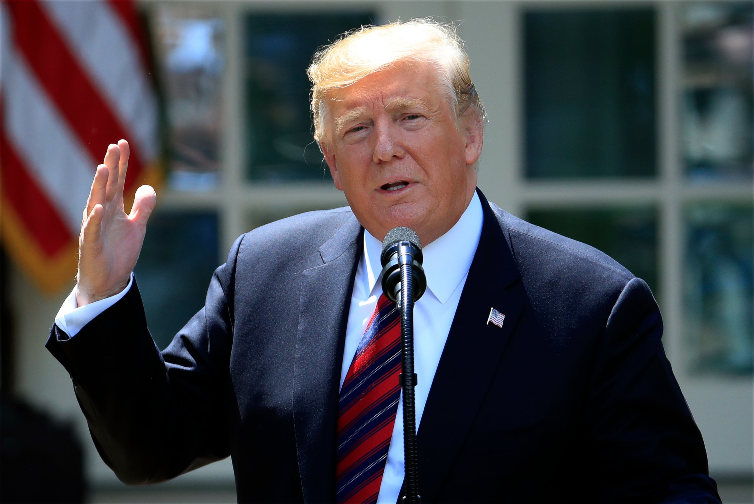 PHOTO: In this May 16, 2019, photo, President Donald Trump speaks in the Rose Garden of the White House in Washington.