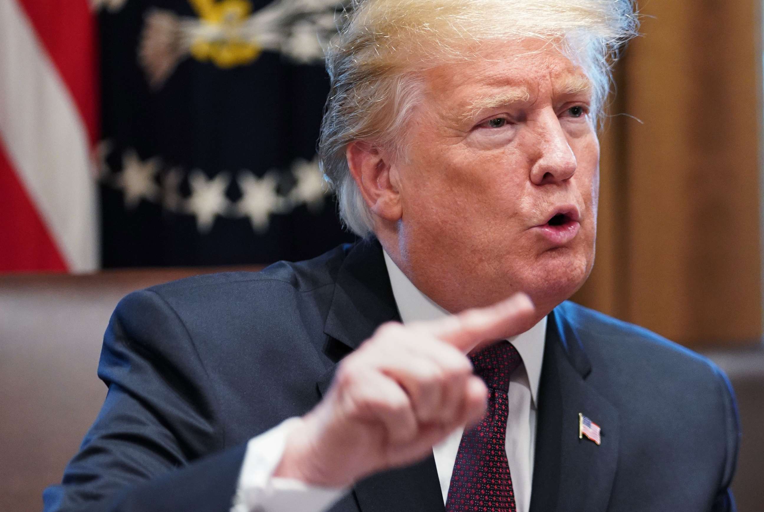 PHOTO: President Donald Trump speaks during a round table meeting with conservative leaders at the White House on Jan. 23, 2019, to discuss the security and humanitarian crisis at the southern border.