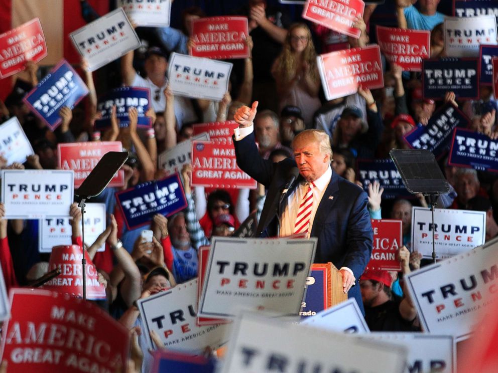 PHOTO: Republican presidential candidate Donald Trump speaks at a rally on Oct. 18, 2016, in Grand Junction, Colo.