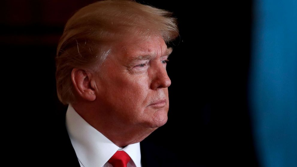 President Donald Trump arrives for a news conference with Norway Prime Minister Erna Solberg in the East Room of the White House in Washington, Jan. 10, 2018.