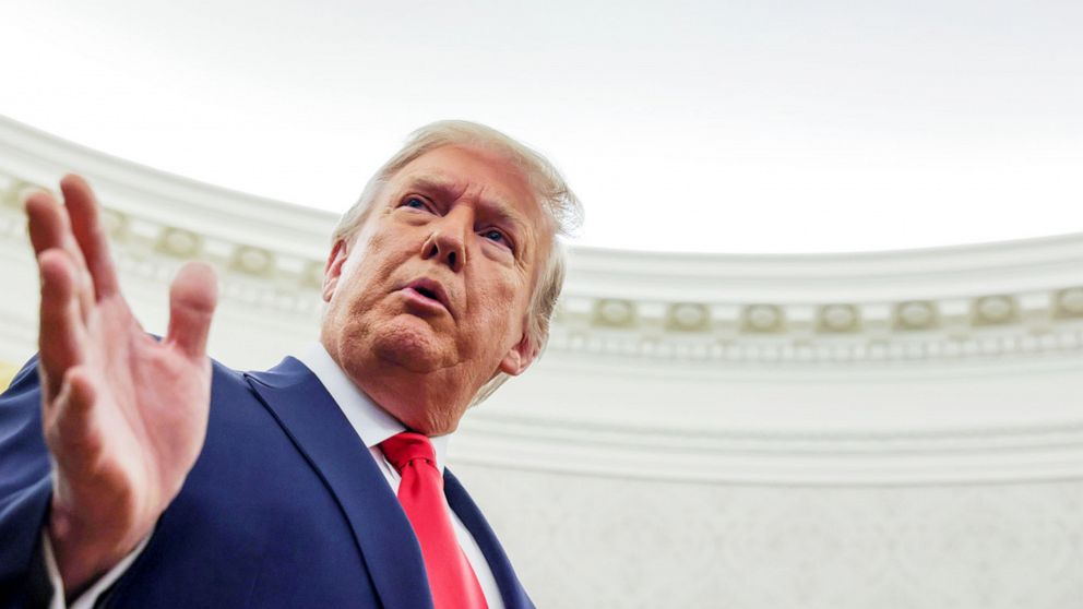 PHOTO: President Donald Trump speaks to reporters at the White House in Washington, Dec. 3, 2020.