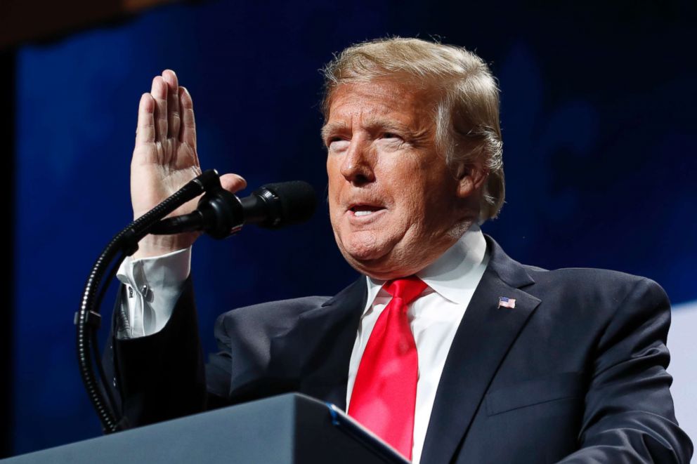 PHOTO: President Donald Trump appears at the American Farm Bureau Federation's 100th Annual Convention, Jan. 14, 2019, in New Orleans.