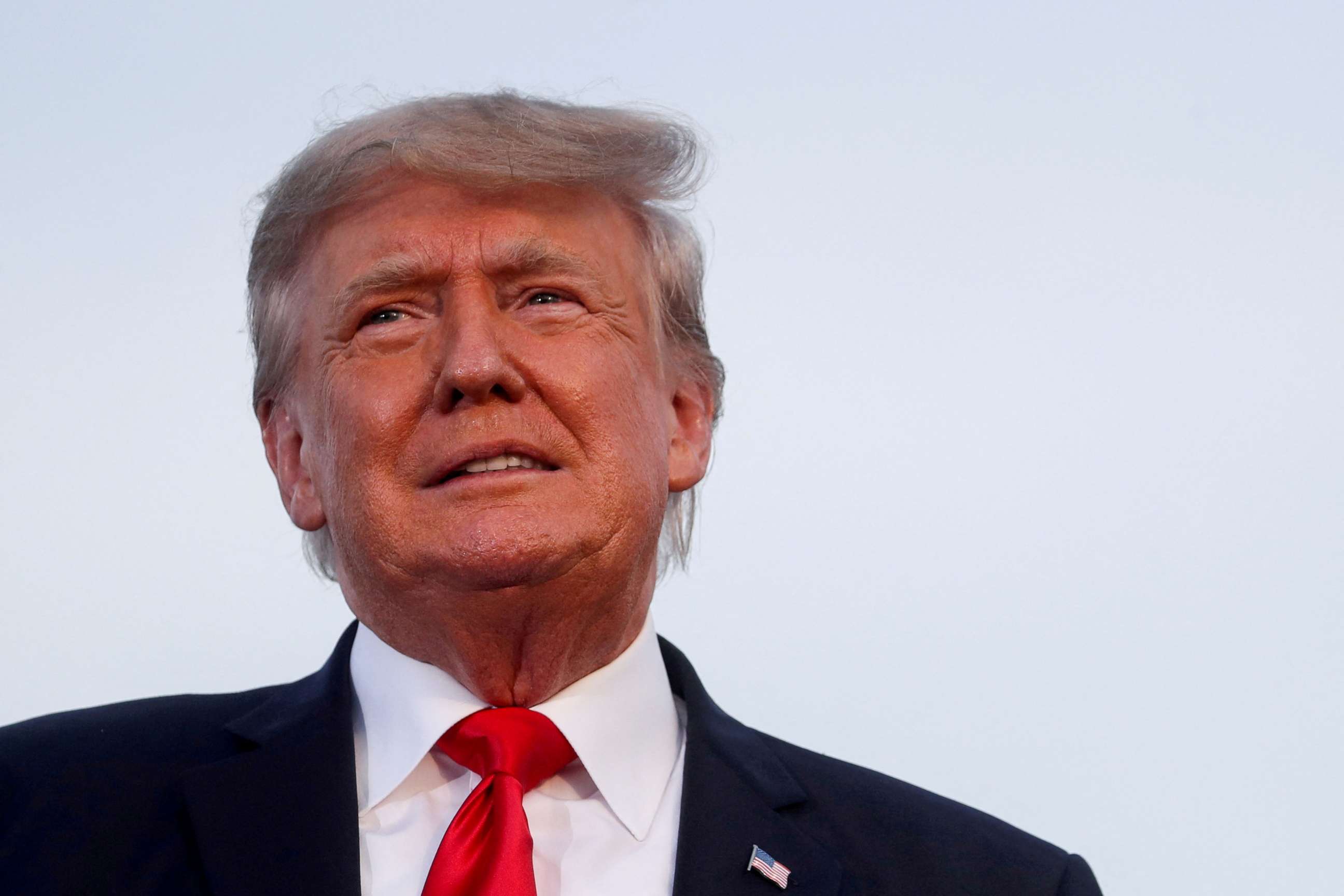 PHOTO: Former President Donald Trump looks on during his first post-presidency campaign rally at the Lorain County Fairgrounds in Wellington, Ohio, June 26, 2021.