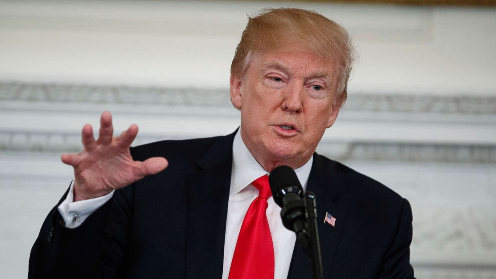 President Donald Trump speaks during a meeting with the members of the National Governors Association in the State Dining Room of the White House, Feb. 26, 2018, in Washington. 