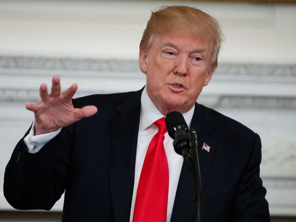 PHOTO: President Donald Trump speaks during a meeting with the members of the National Governors Association in the State Dining Room of the White House, Feb. 26, 2018, in Washington, D.C.