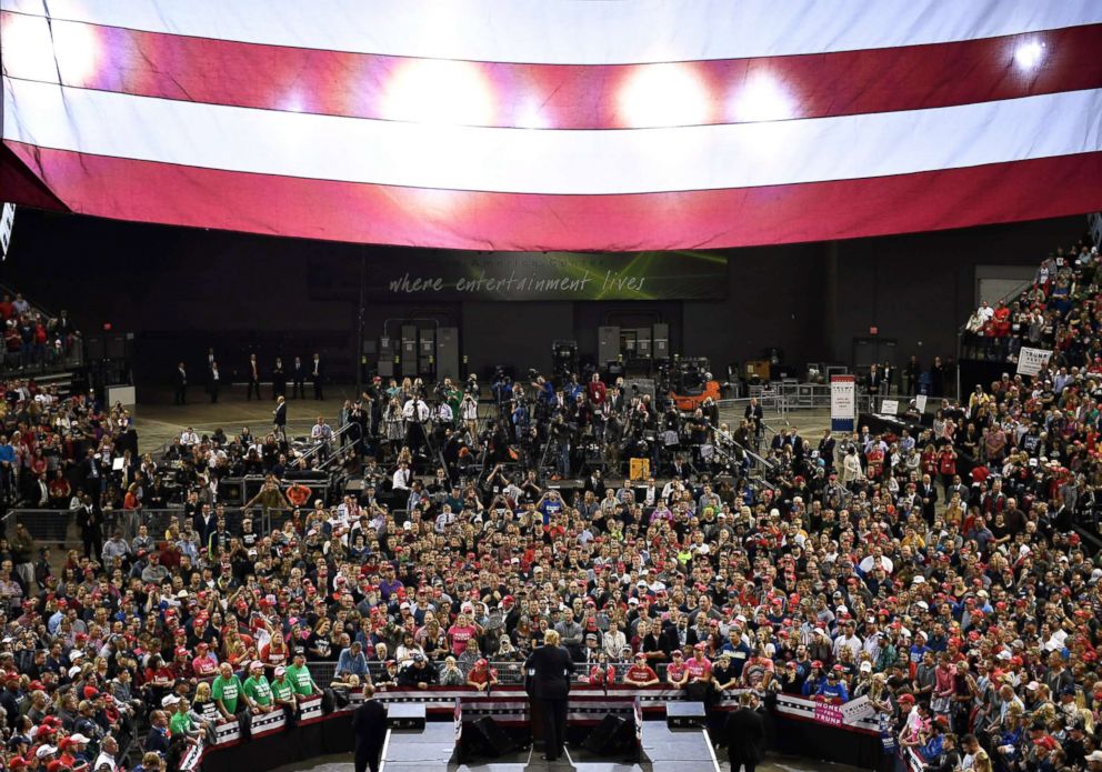 PHOTO: President Donald Trump speaks during a rally in Council Bluffs, Iowa, Oct. 9, 2018.