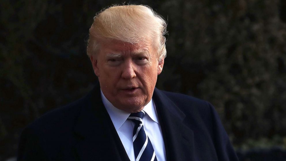 President Donald Trump walks up to the media before departing the White House on Marine One, on Dec. 2, 2017 in Washington.