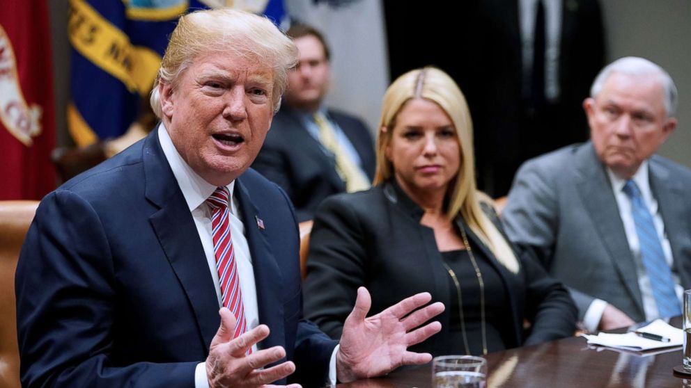 President Donald Trump speaks during a meeting with state and local officials on school safety in the Roosevelt Room of the White House, Feb. 22, 2018, in Washington.