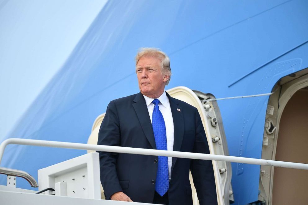 PHOTO: President Donald Trump boards Air Force One before departing from Andrews Air Force Base in Maryland, Sept. 20, 2018.