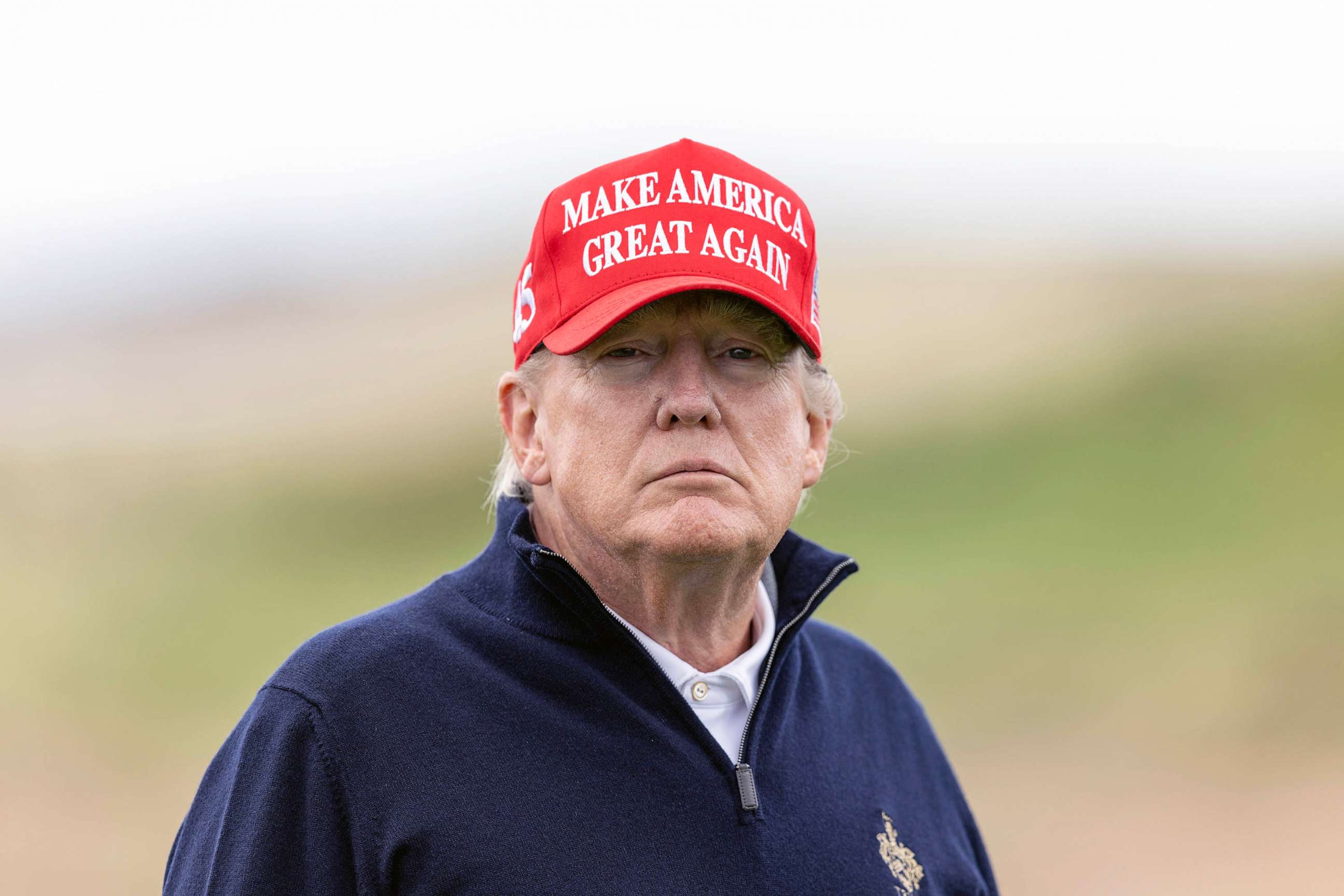 PHOTO: FILE - Former President Donald Trump during a round of golf at his Turnberry course, May 2, 2023 in Turnberry, Scotland.