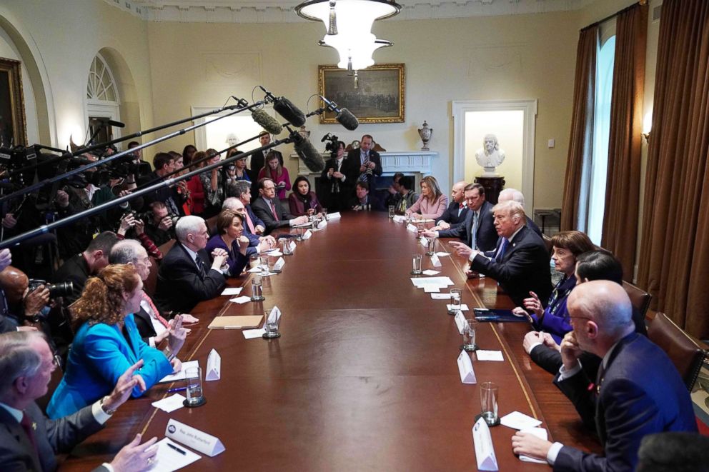 PHOTO: President Donald Trump speaks during a meeting with bipartisan members of Congress on school and community at the White House on Feb. 28, 2018. 