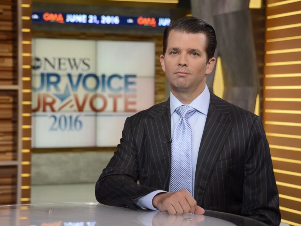 PHOTO: Donald Trump Jr. speaks with David Muir from ABC News, June 21, 2016.