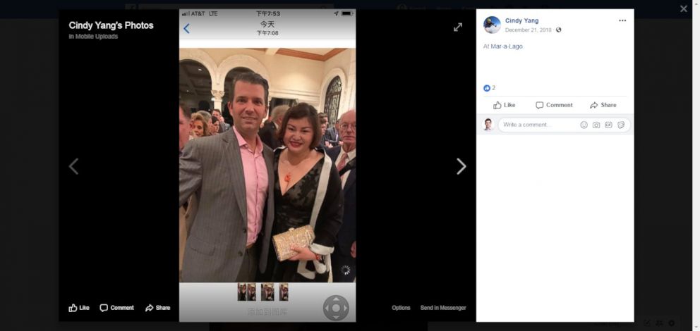 PHOTO: A photo posted on Facebook shows Cindy Yang with President Donald Trump's son, Donald Trump Jr.