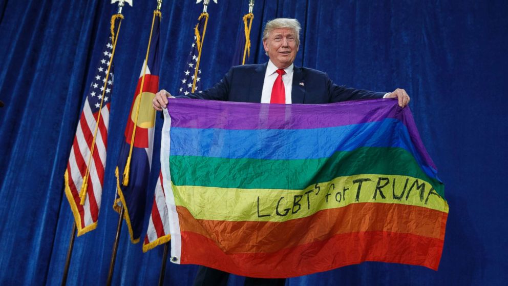 Rainbow Flag Uncensored Pinback Anti Trump Drumpf LGBT F***K Trump 