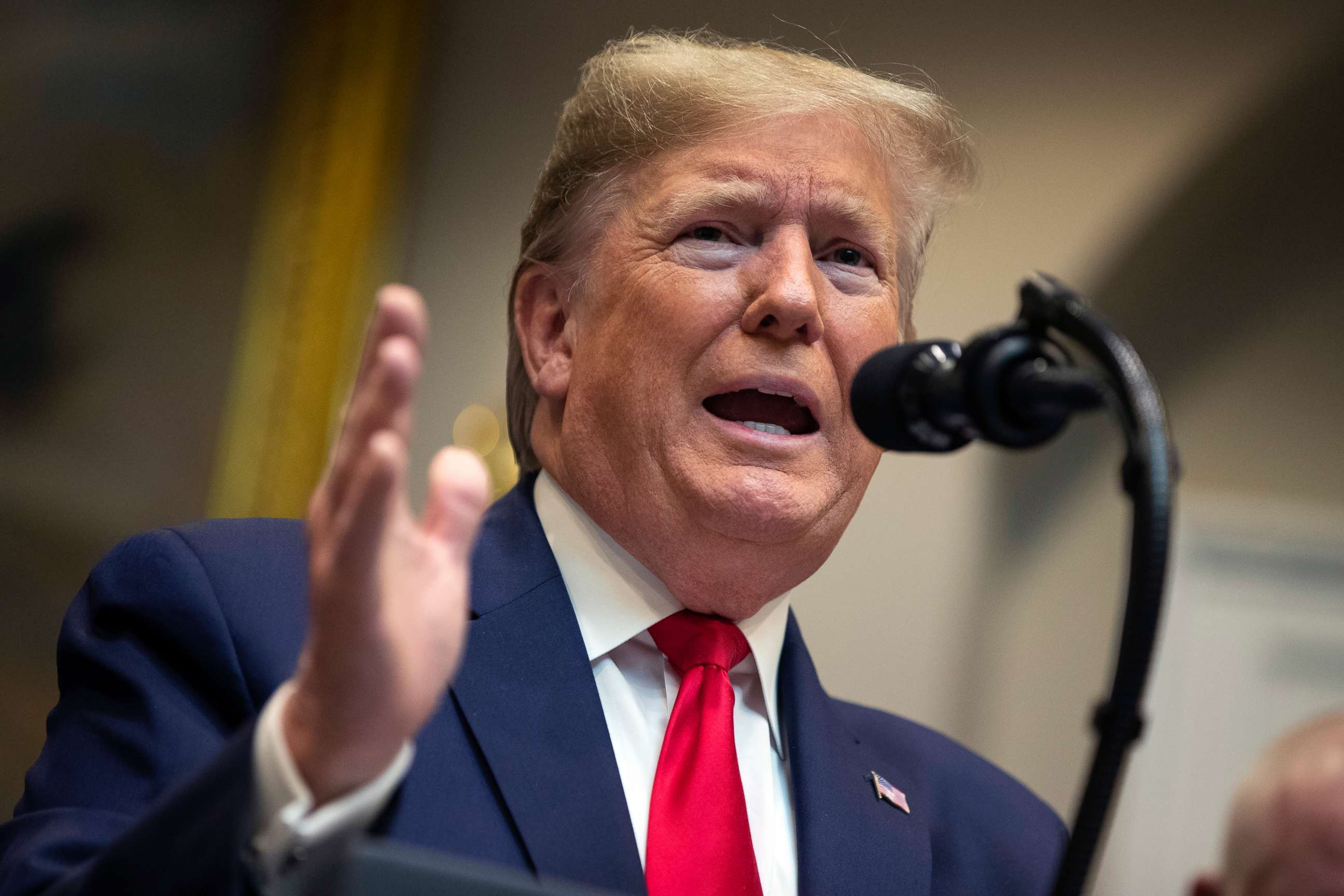 PHOTO: In this Jan. 9, 2020, photo, President Donald Trump speaks on proposed changes to the National Environmental Policy Act, at the White House in Washington.