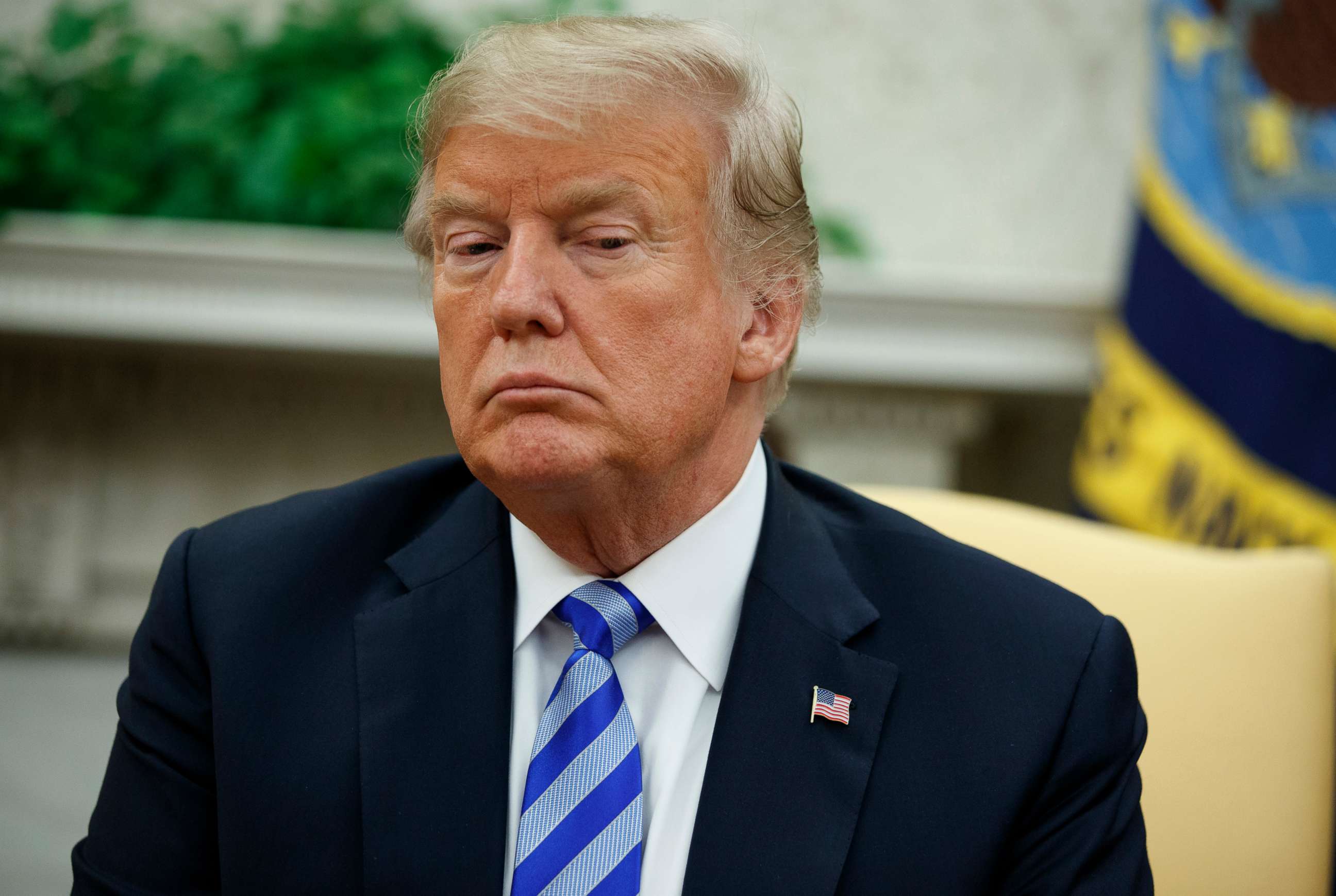 PHOTO: President Donald Trump listens to Emir of Kuwait Sheikh Sabah Al Ahmad Al Sabah in the Oval Office of the White House, Sept. 5, 2018, in Washington.