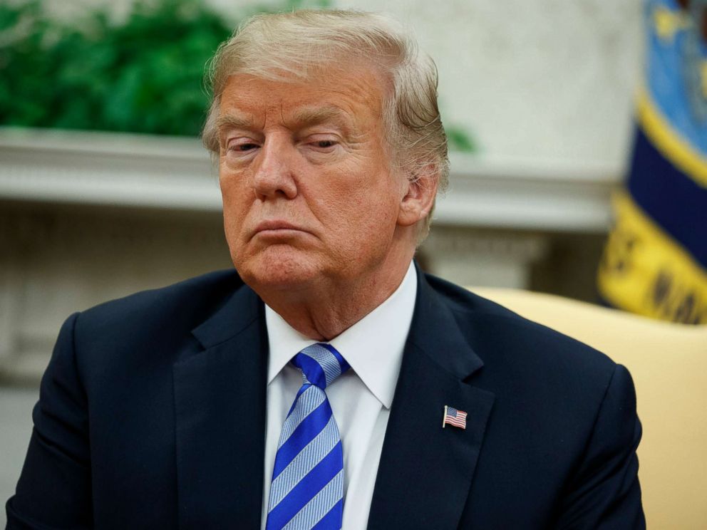 PHOTO: President Donald Trump listens to the emir of Kuwait, Sheikh Sabah Al Ahmad Al Sabah, in the Oval Office of the White House on September 5, 2018 in Washington.