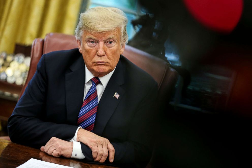 PHOTO: President Donald Trump makes an announcement on the status of the North American Free Trade Agreement from the Oval Office of the White House on Aug. 27, 2018 in Washington.