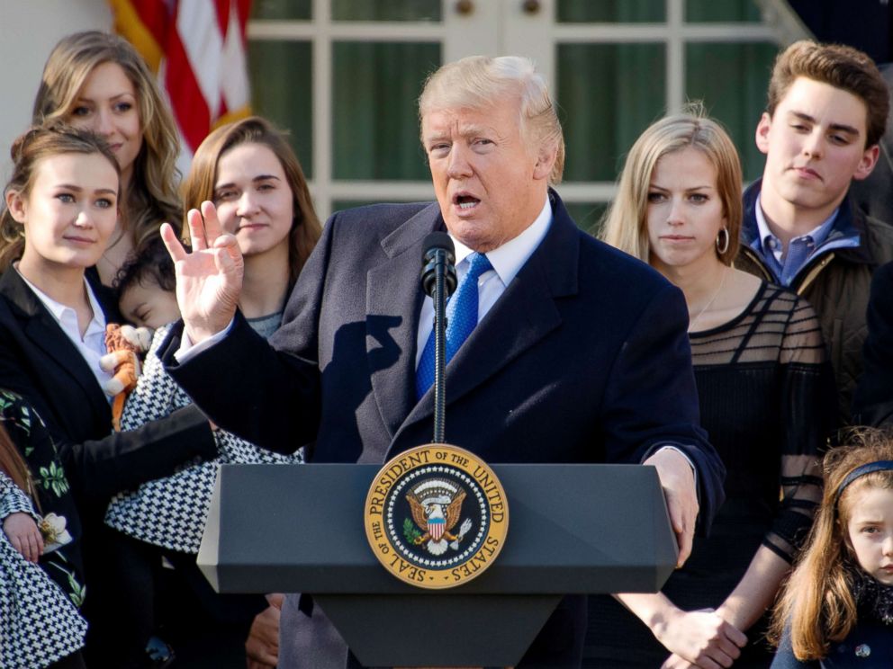 PHOTO: President Donald J. Trump addresses March for Life Participants and anti-abortion rights advocates from the Rose Garden of the White House, Jan. 19, 2018.
