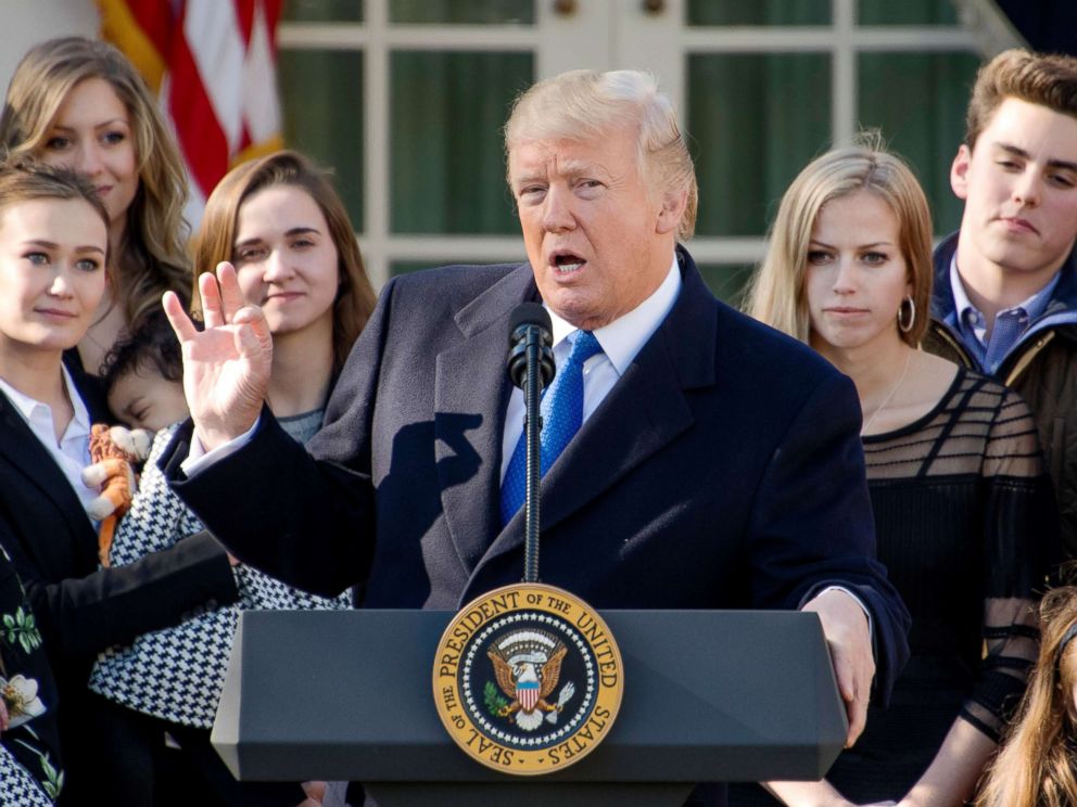 PHOTO: President Donald J. Trump addresses March for Life Participants and anti-abortion rights advocates from the Rose Garden of the White House, Jan. 19, 2018. 