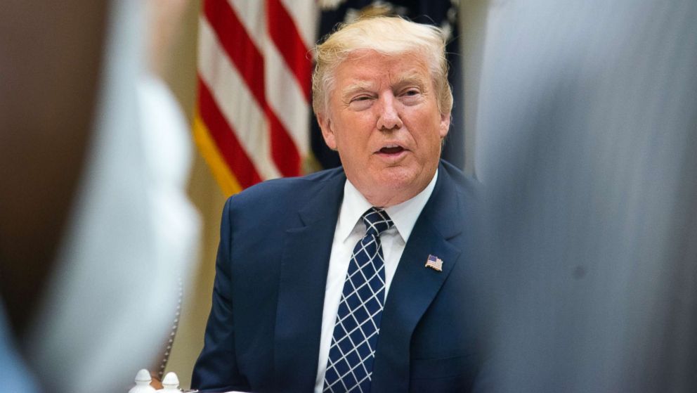 President Donald J. Trump has lunch with Service members in the White House, July 18, 2017, in Washington. He is joined by Vice President Mike Pense and National Security Advisor, H.R. McMaster. Trump demanded that the Senate repeal the Affordable Care Act (ACT), also known as "Obamacare."