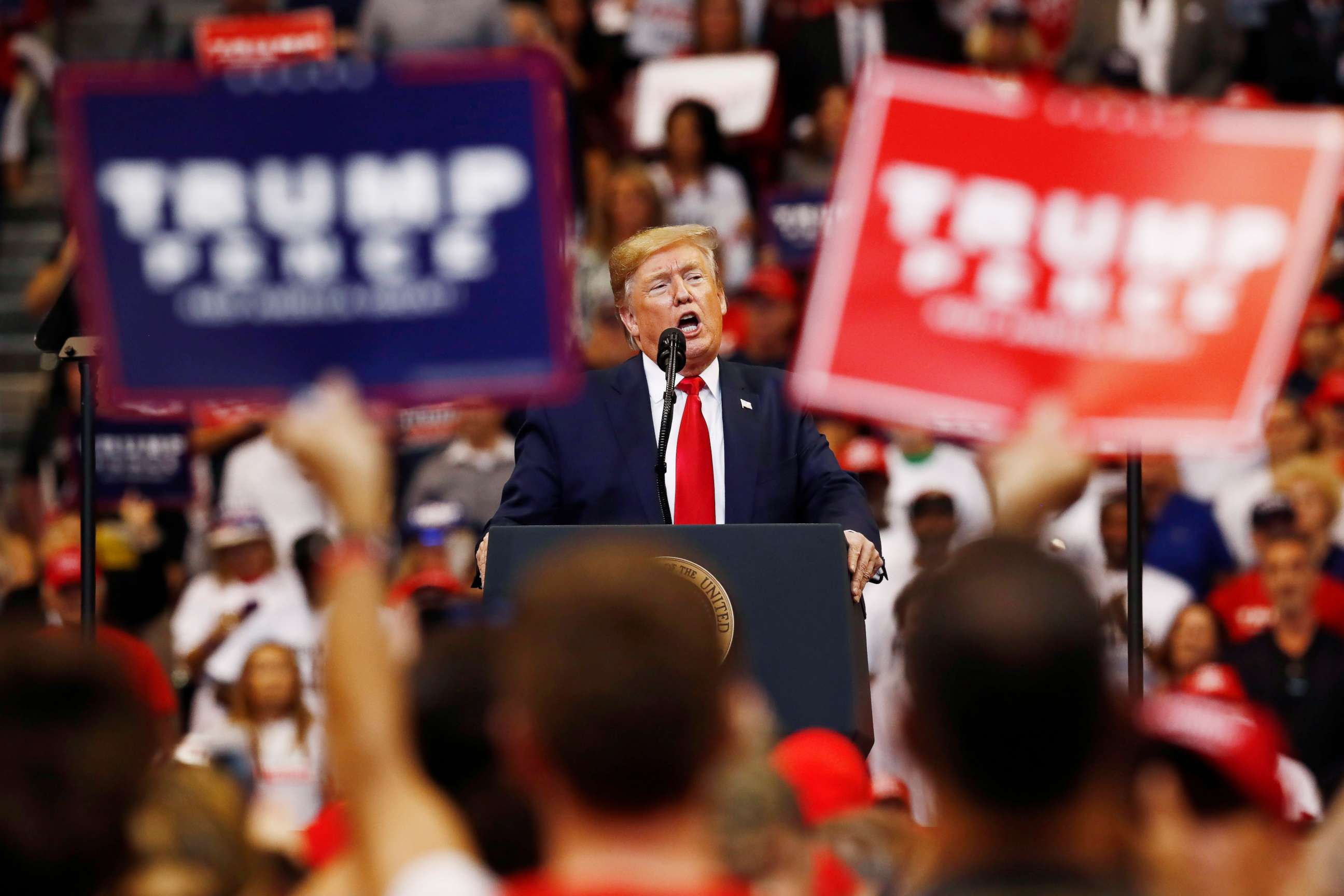 PHOTO: President Donald Trump speaks during a rally on Nov. 26, 2019, in Sunrise, Fla.