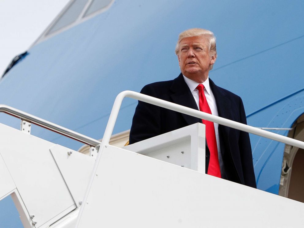 PHOTO: President Donald Trump sits at Air Force One on Andrews Common Ground in Md., March 29, 2018.